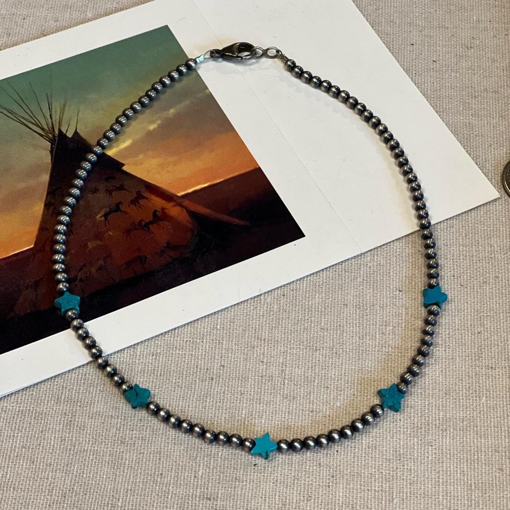 Cowgirl Pearls with Kingsman Star cut turquoise